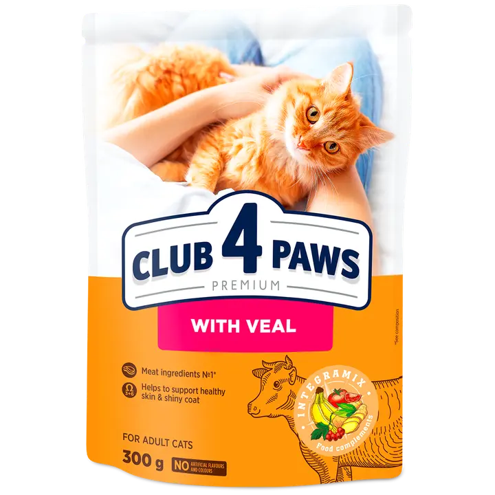 CLUB4PAWS Premium Kuivtoit täiskasv. kassile veiselihaga 0.3 kg