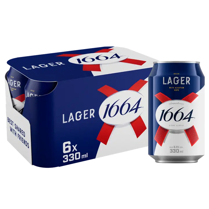 6-pack 1664 Lager olut 5% tölkki 0,33 L