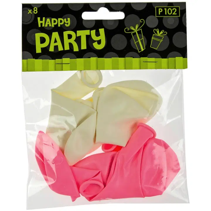 Ilmapallo pinkki-valkoinen 8 kpl