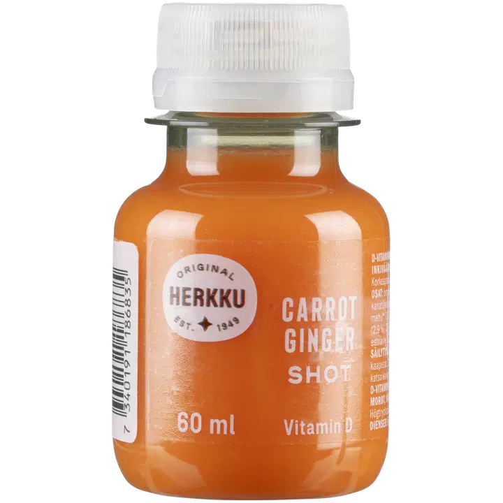 Herkku Porgandi-Ingveri shot + D-vitamiin 60 ml