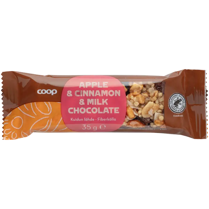 Coop pähkinä-hedelmäpatukka omena, kaneli ja maitosuklaa 35 g