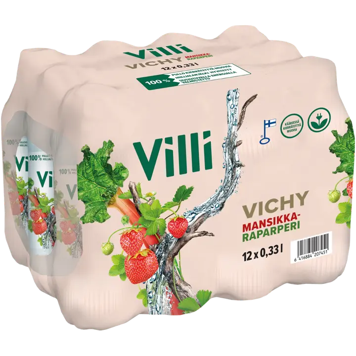 12 x Villi Vichy mansikka ja raparperi 0,33 l