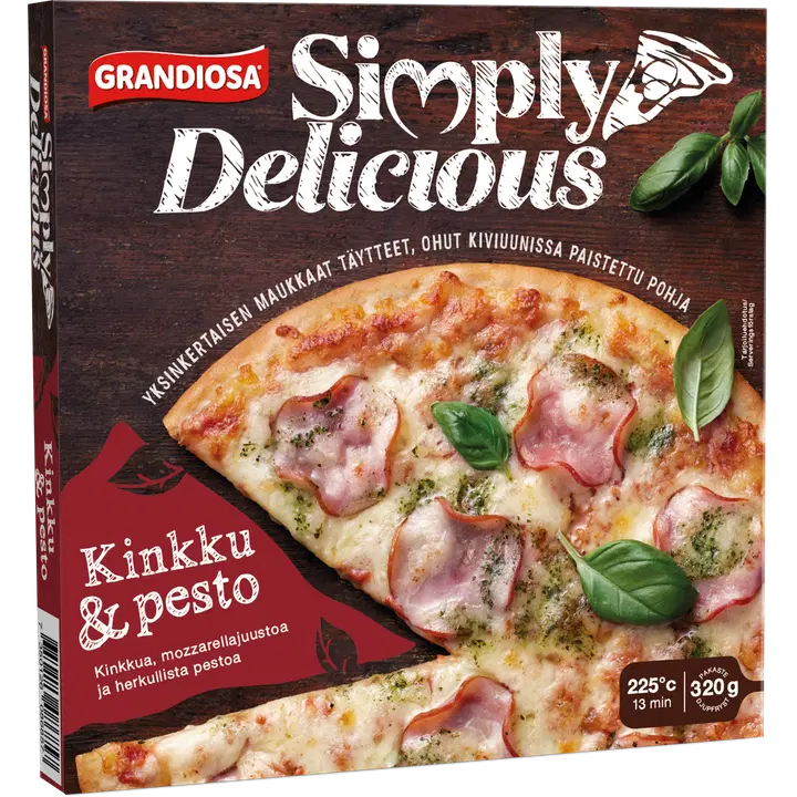 Grandiosa Simply Delicious kinkku & pesto pakastepizza 320g