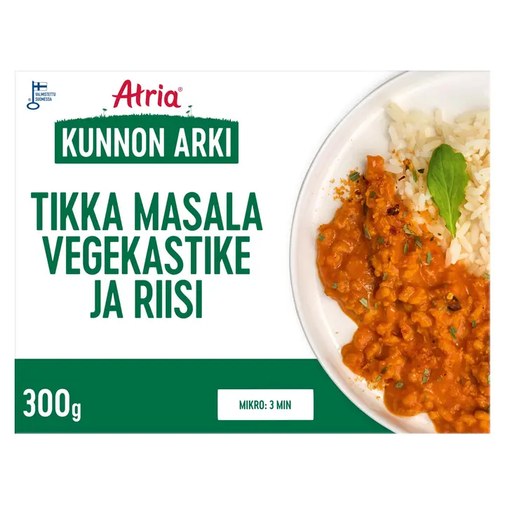 Atria Kunnon Arki Tikka Masala Vegekastike ja Riisi 300g
