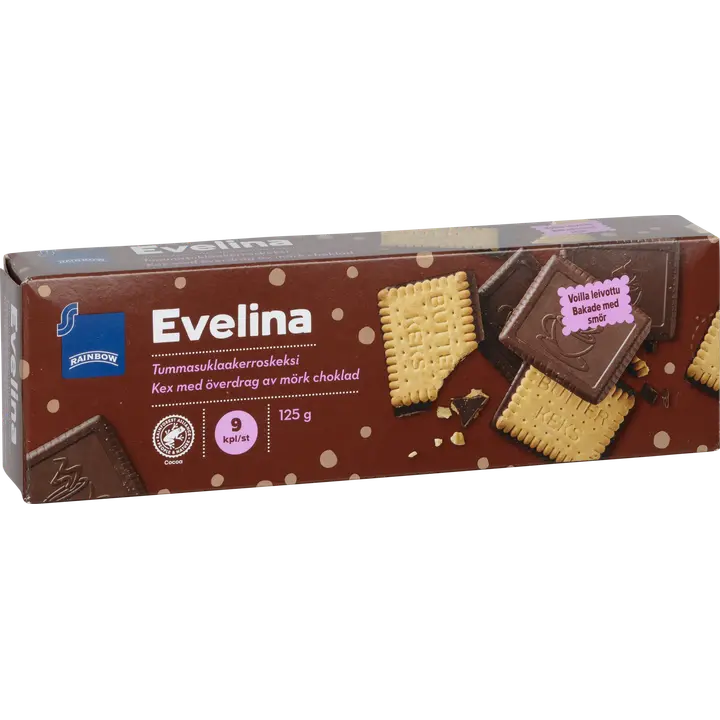 Rainbow 125g Evelina tummasuklaakeksi
