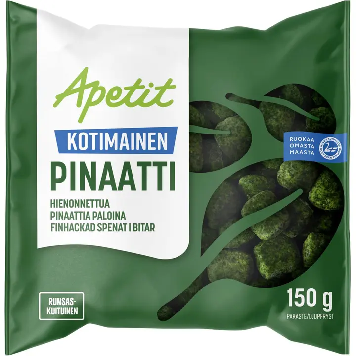 Apetit Kotimainen Hienonnettu pinaatti paloina pakaste 150g
