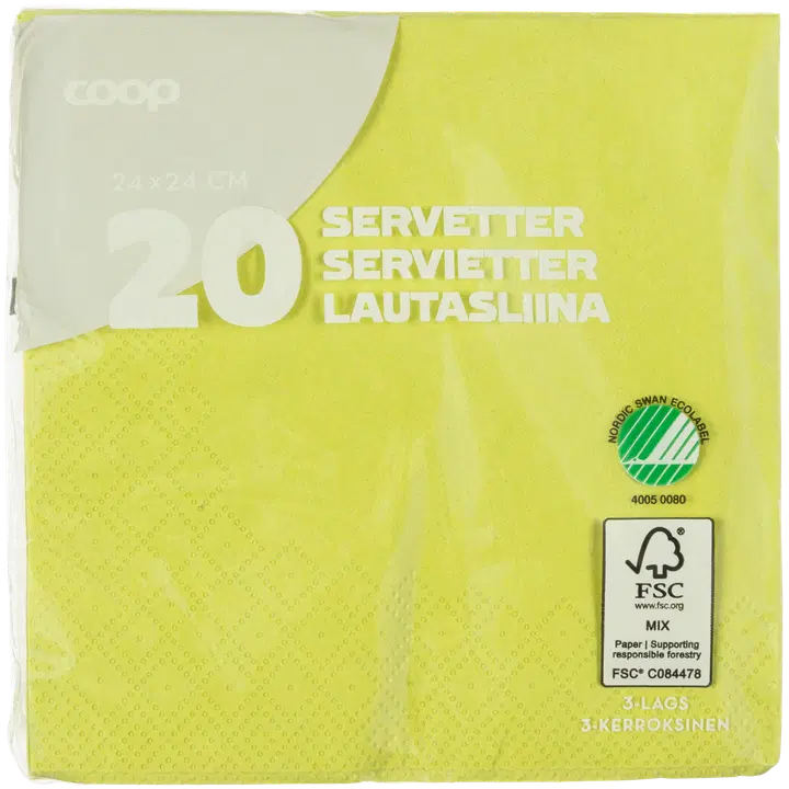 Coop lautasliina lime 24x24cm 20kpl