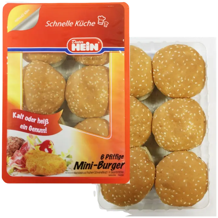 Dieter Hein 300g Mini-Burger 6x50g seesamisämpylällä kypsä