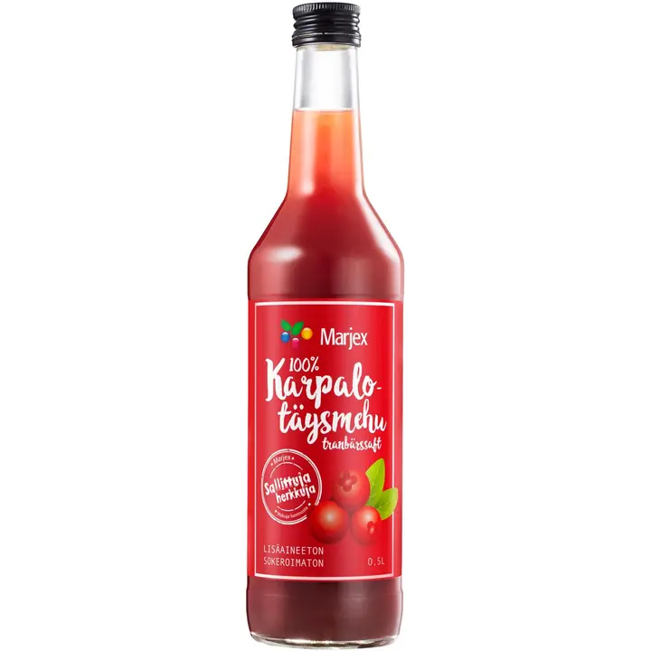 Marjex kylmäpuristettu karpalomehu 0,5l