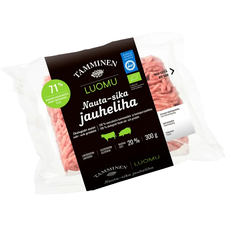 Tamminen luomu nauta-sikajauheliha 20% 300g