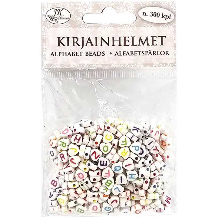 J.K. Primeco kirjainhelmet Sydän valkoinen/värikäs 300kpl