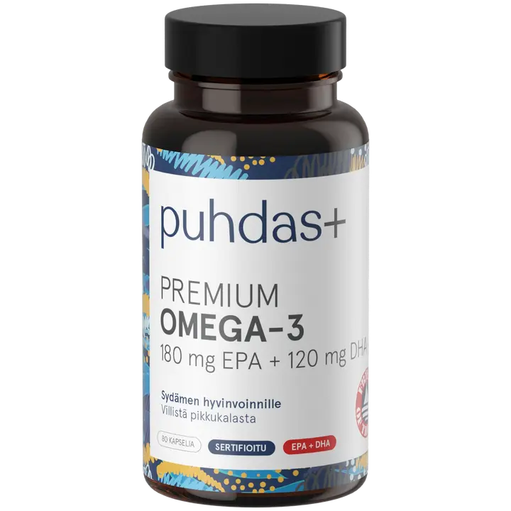 Puhdas+ Omega-3 180mg EPA+120mg DHA 80 kaps