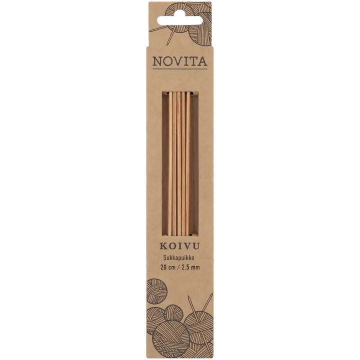 Novita sukkapuikot 20 cm koivu 2.5 mm