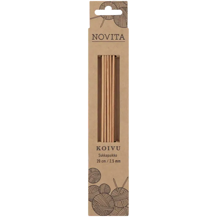Novita sukkapuikot 20 cm koivu 2.5 mm