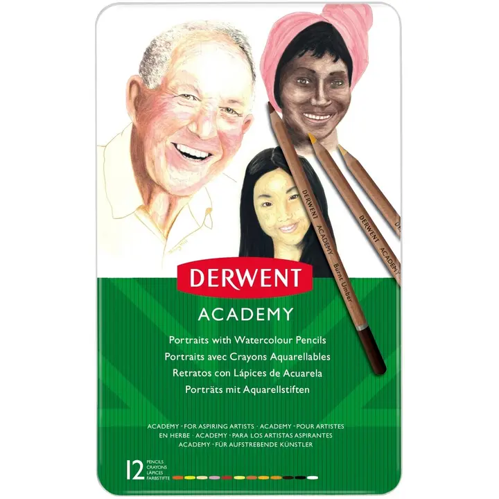 Derwent academy akvarellikynät 12 väriä skintones