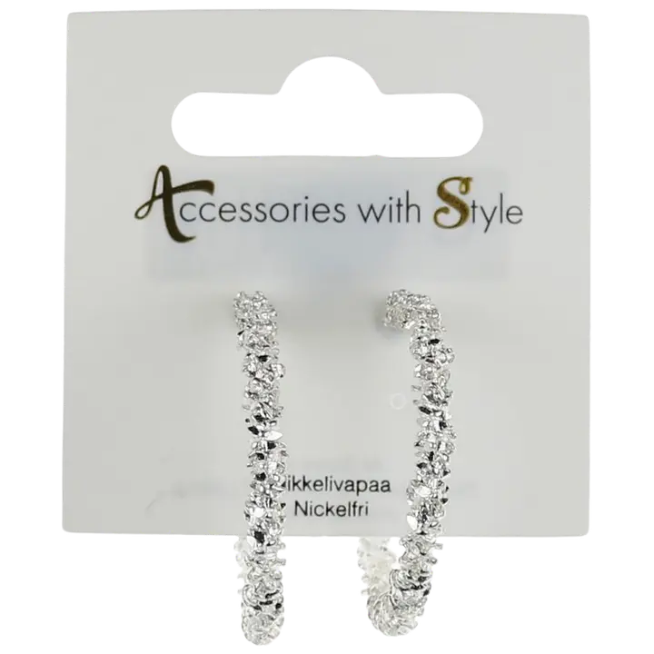 Kõrvarõngad rõngas kividega hõbedane