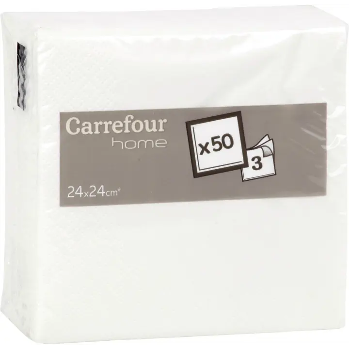 Carrefour lautasliina valkoinen 24 cm 50 kpl