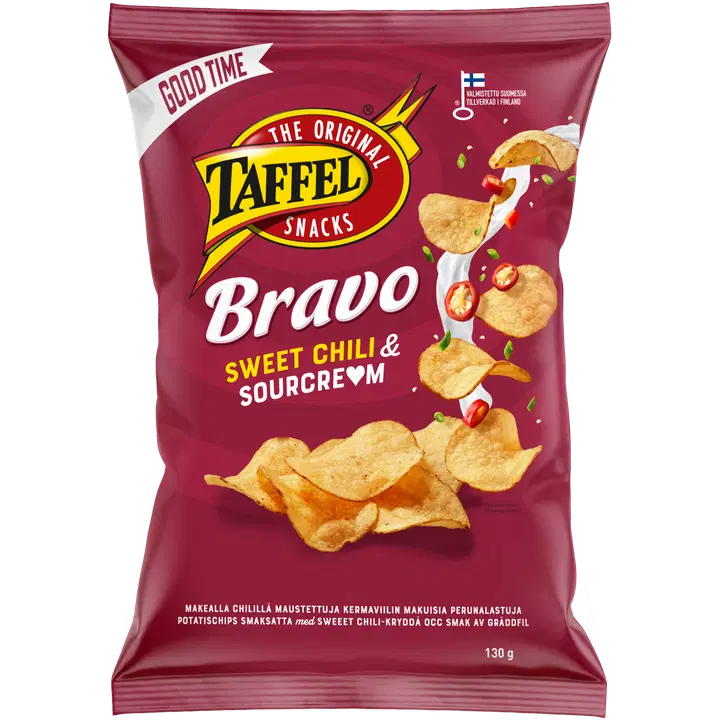 Taffel Bravo sourcream & sweet chili maustettu sipsi 130g
