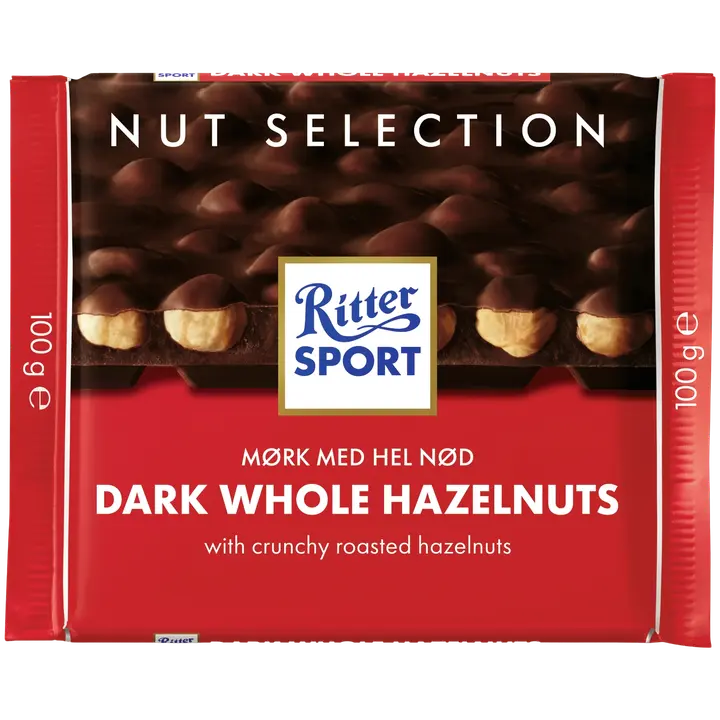 Ritter Sport tume šokolaad tervete metspähklitega 100g