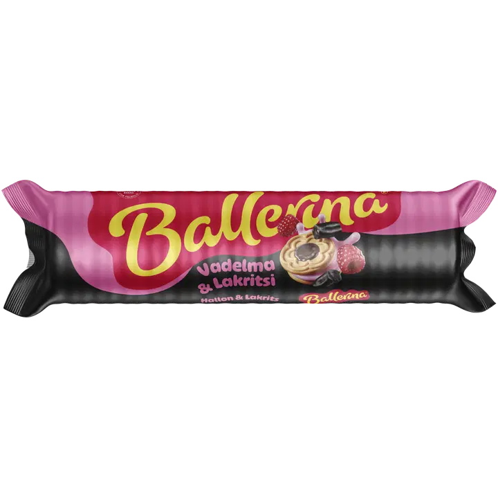 Kantolan Ballerina vadelma ja lakritsi täytekeksi 190g