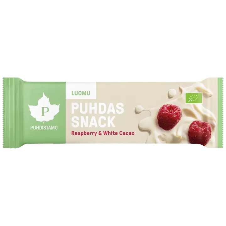 Puhdistamo Puhdas Snack Raspberry & White Cacao, Luomu 40 g