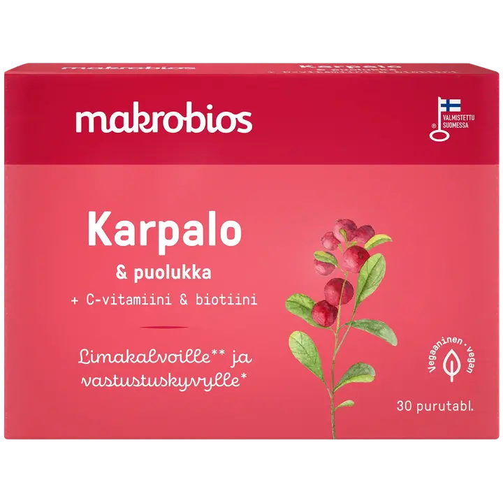 Makrobios Karpalo-puolukka-vitamiinipurutabletti 30 tabl 16g