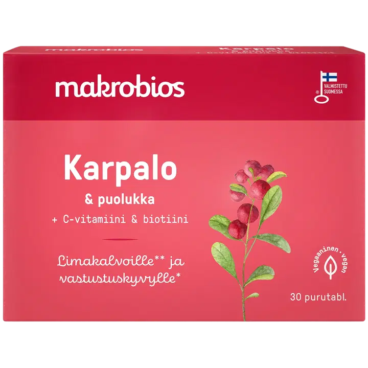 Makrobios Karpalo-puolukka-vitamiinipurutabletti 30 tabl 16g