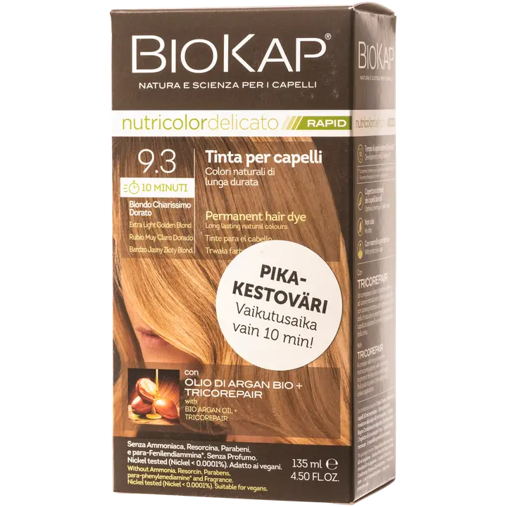 Biokap nutricolor delicato rapid 9.3 extra light golden blond
