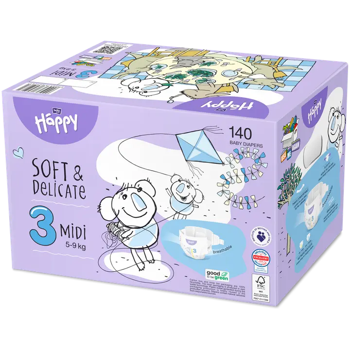 Happy bella teippivaippa midi 140 kpl