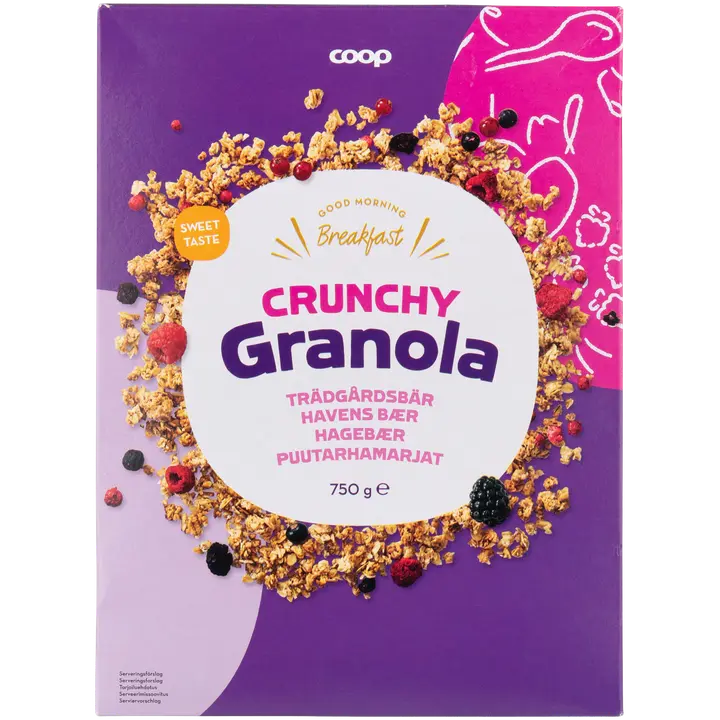 Coop crunchy granola puutarhamarjat 750 g