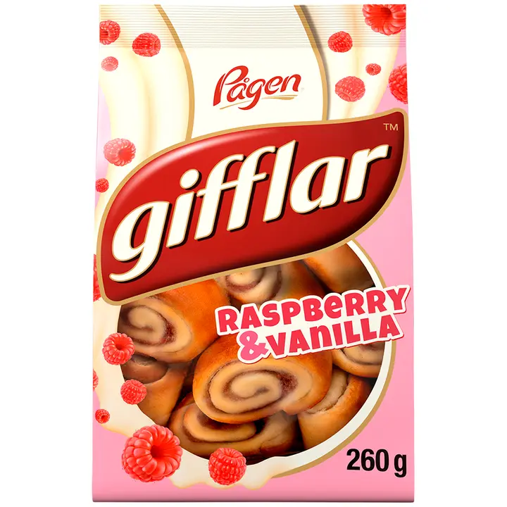 Pågen Gifflar Raspberry & Vanilla pienet vehnäpullat vadelma-vaniljatäytteellä 260g