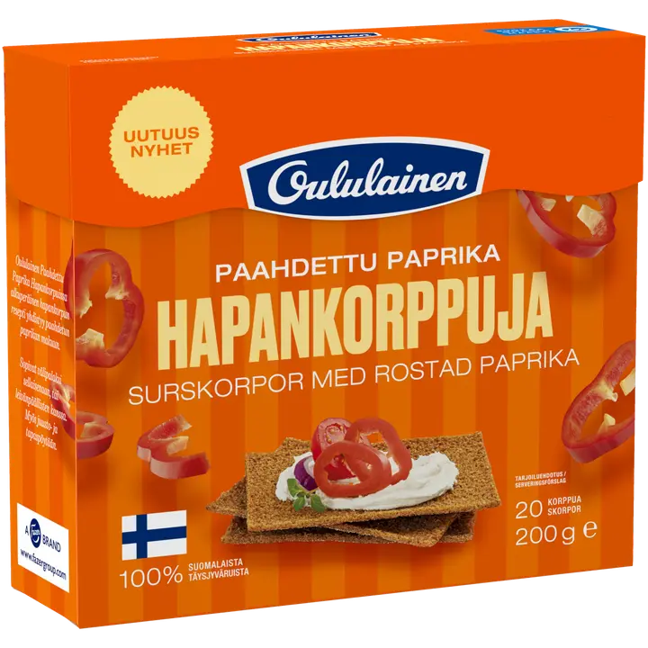 Oululainen Paahdettu paprika Hapankorppu 200 g