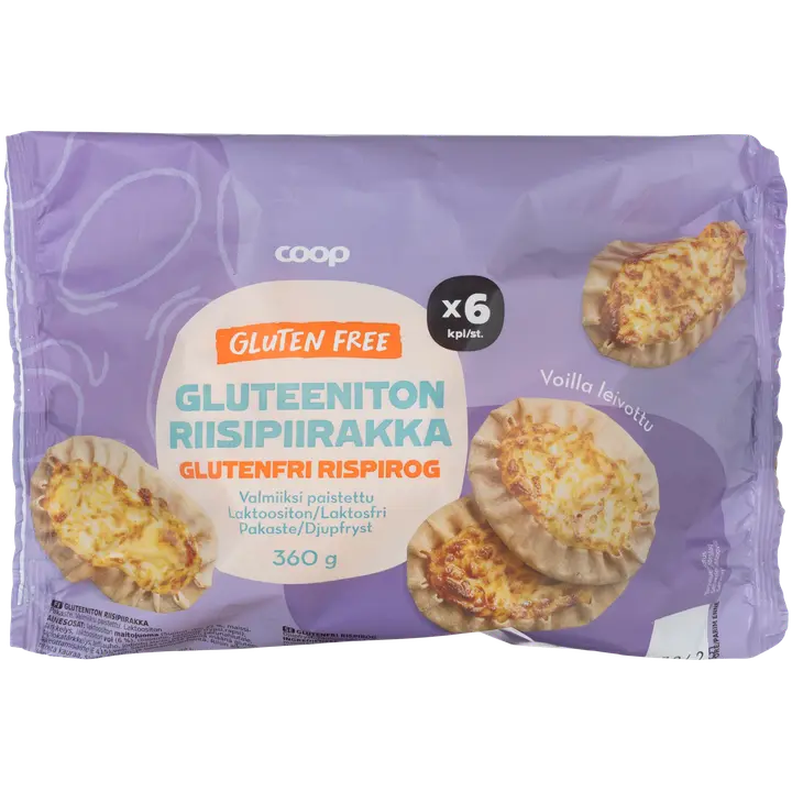 Coop gluteeniton riisipiirakka 6 kpl/360 g pakaste