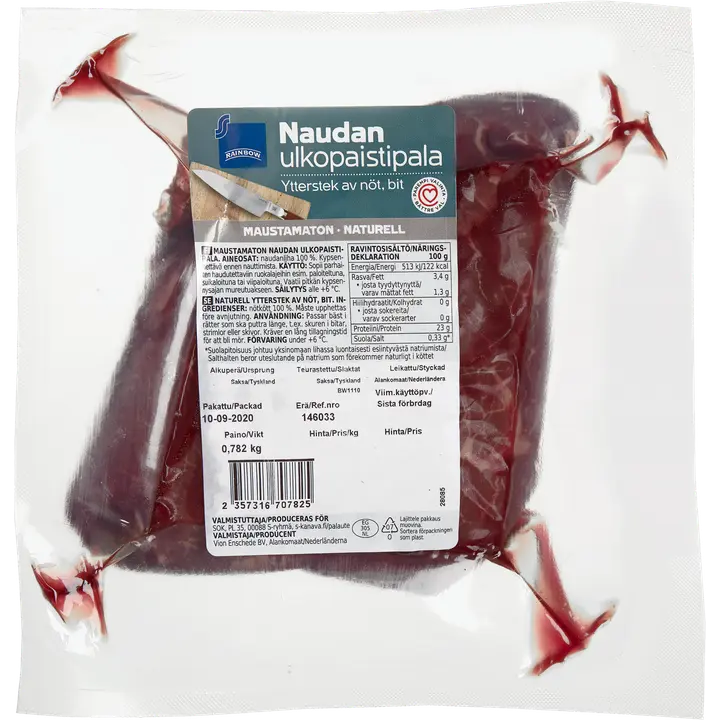 Rainbow naudan ulkopaistipala maustamaton n. 800 g