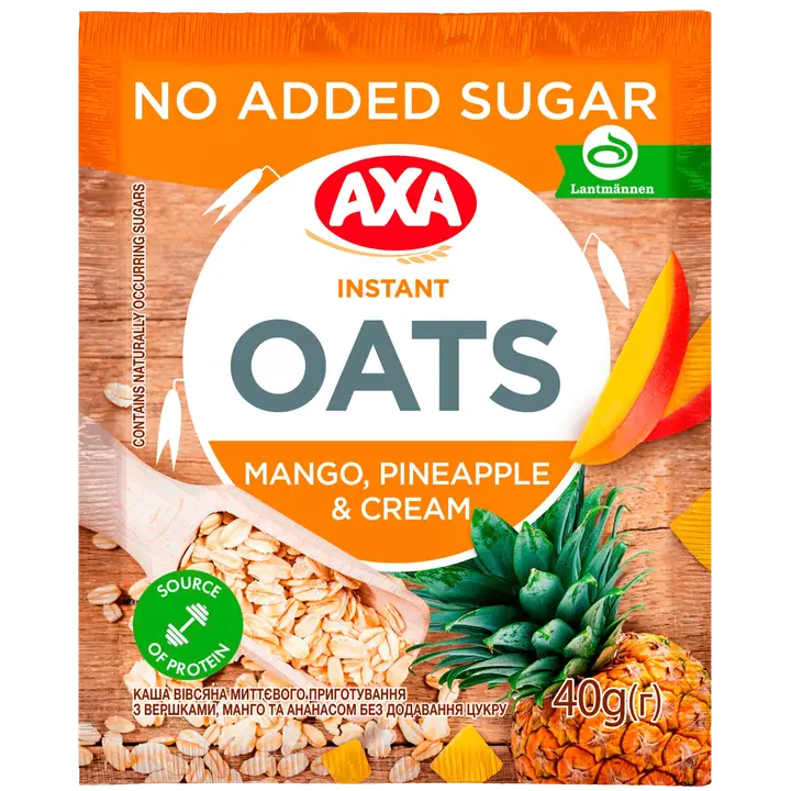 Axa kiirkaerahelbepuder koore, mango ja ananassiga ilma lisatud suhkruta 40g