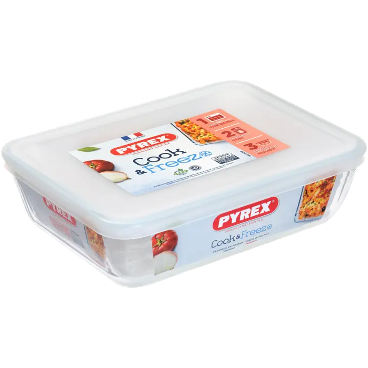 Pyrex Cook & Freeze kannellinen lasivuoka 22x17cm