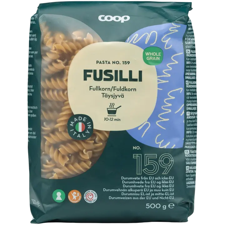 Coop täisterapasta fusilli n 159 500g