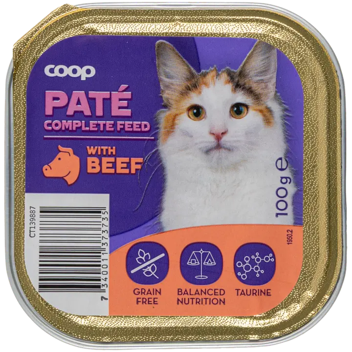 Coop nautaa sisältävä patee täysikasvuisille kissoille 100 g