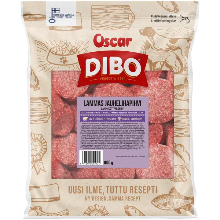 DIBO Lammas raakapakastettu jauhelihapihvi 800 g