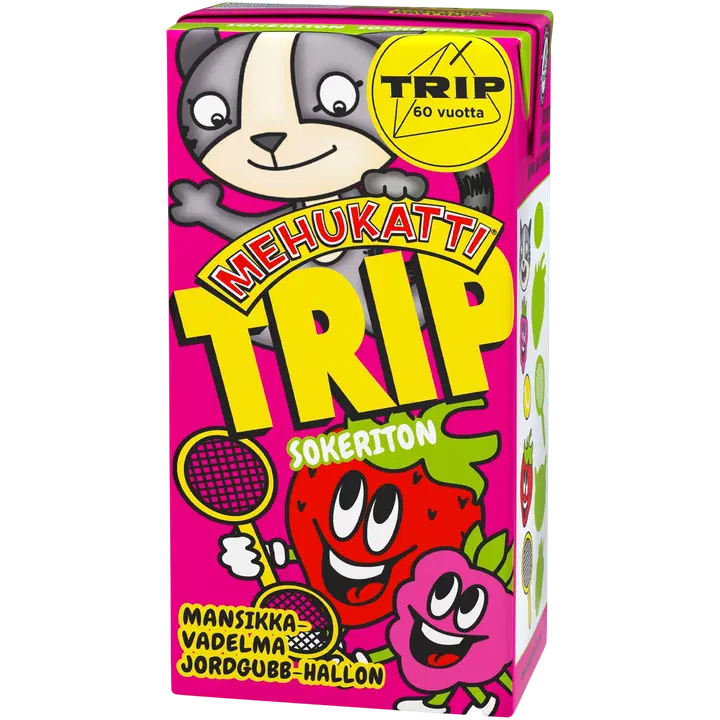 Mehukatti Trip Sokeriton Mansikka-vadelma mehujuoma 2 dl