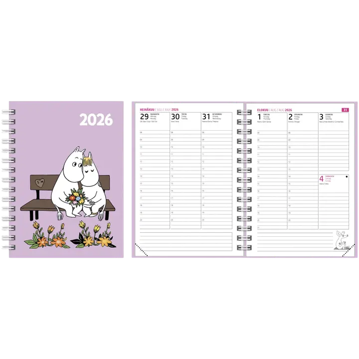 Vuosikalenteri Muumi 2026 A6 Romantic