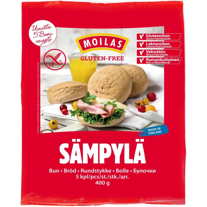 Moilas Gluten-Free, Gluteeniton Sämpylä 5kpl/400g, pakaste