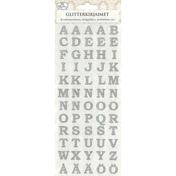 J.K. Primeco glitterkirjaimet hopea 1ark/pkt