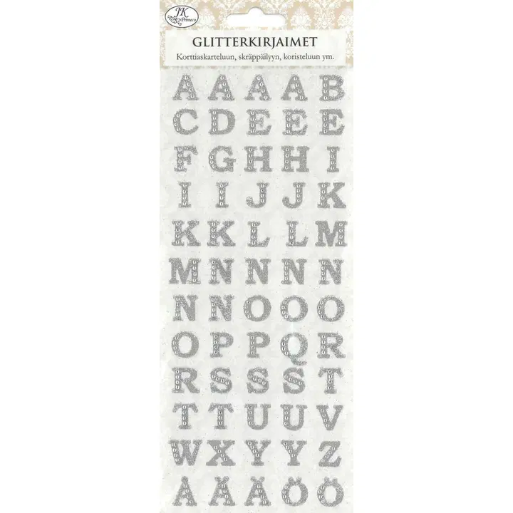 J.K. Primeco glitterkirjaimet hopea 1ark/pkt