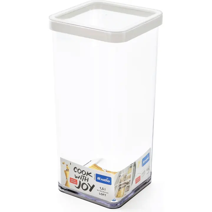 Rotho Premium Loft säilytyspurkki 1,5 l neliö läpinäkyvä