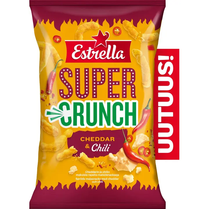 Estrella Super Crunch Cheddar & Chili juustonaksu 175g