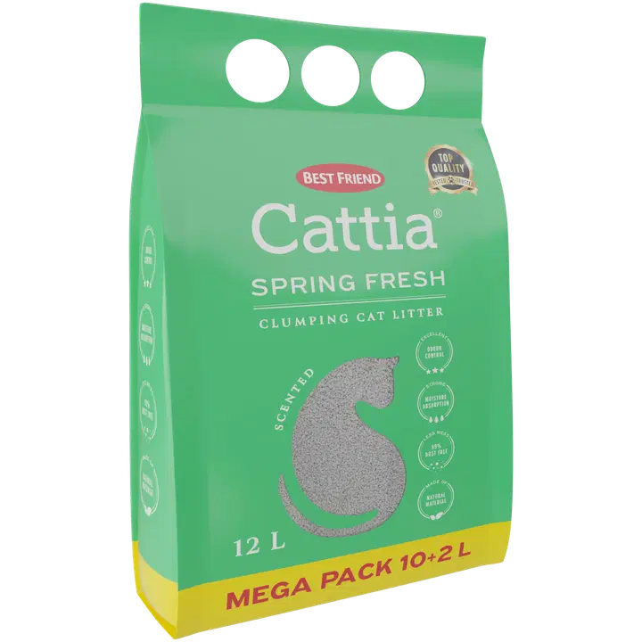 Best Friend Cattia Spring Fresh paakkuuntuva valkoinen hajustettu kissanhiekka 12 l