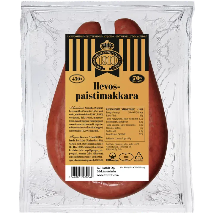 Perniön Liha hvitfeltin hevospaistimakkara 450 g