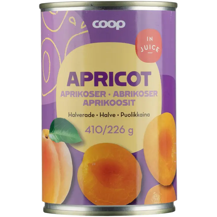 Coop aprikoosinpuolikkaat mehussa 410/226 g