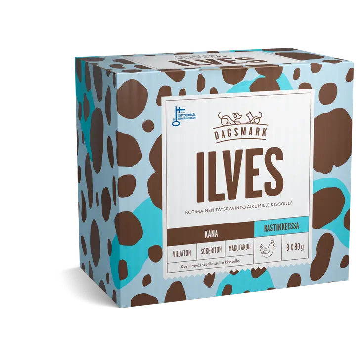 Dagsmark ILVES kotimainen kissan täysravinto, kanaa kastikkeessa 8 x 80 g